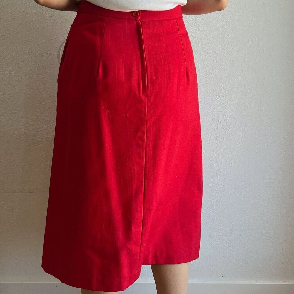 vtg 80s oscar de la renta red skirt blazer suit size 11/12‎ retro modest classic - Picture 4 of 10